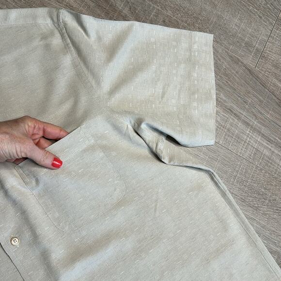 CLUB ROOM Beige Cream Silk Blend Short Sleeve Button Front Shirt Men’s - Picture 4 of 8